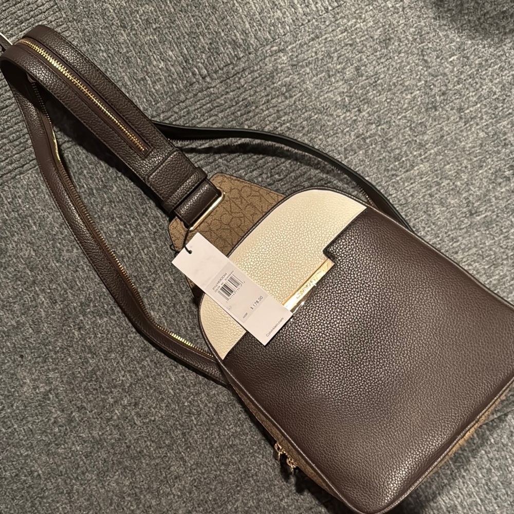 Brown and Cream Sling Bag